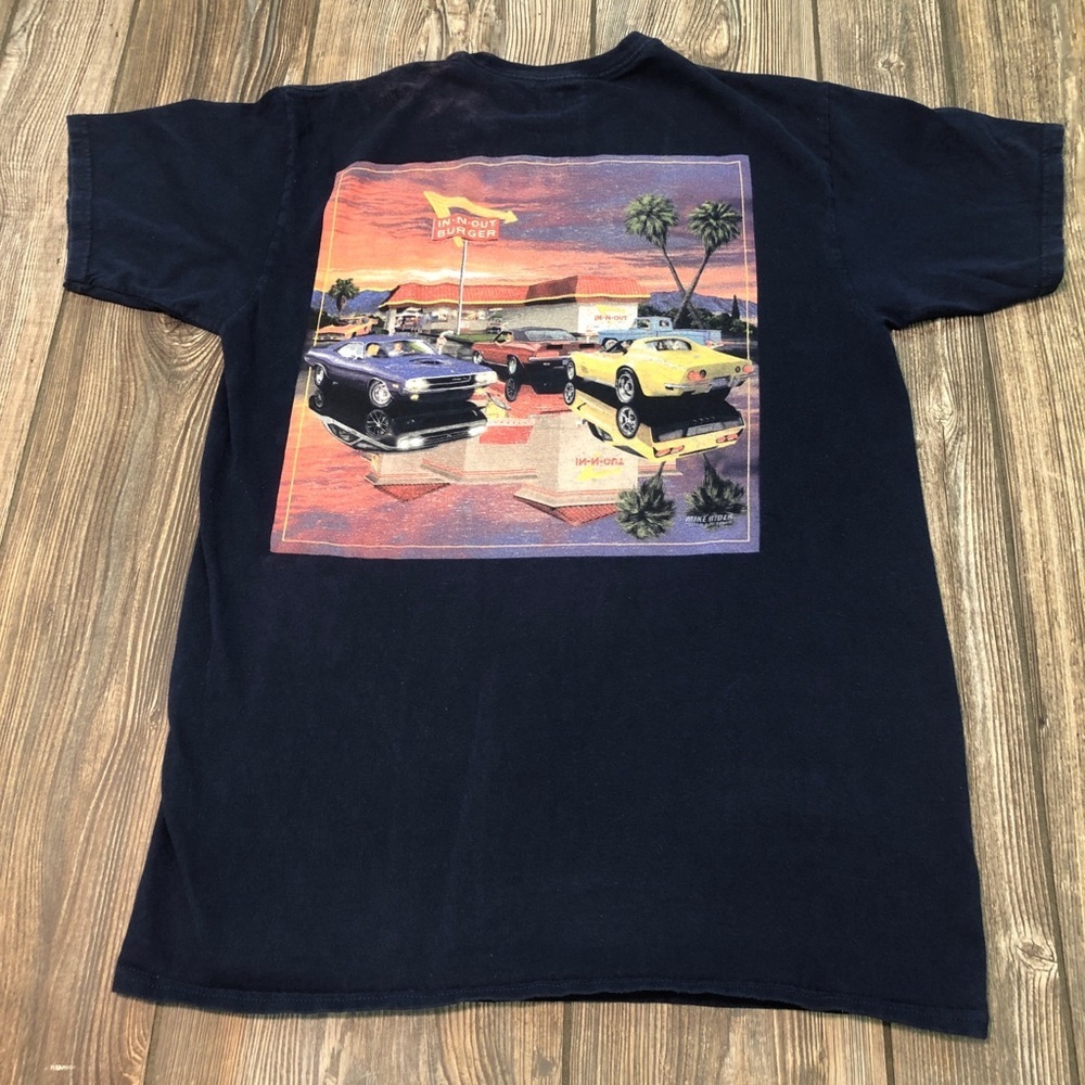 In N Out Burger Shirt Medium Navy Short Sleeve Tee Classic Cars